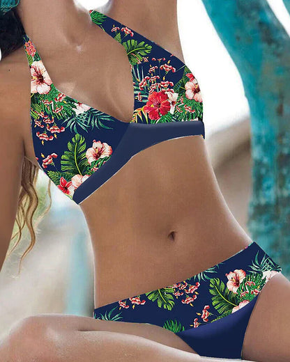 Women's Bikini Set – Stretch Fit – Halterneck – V-cut – Floral Print