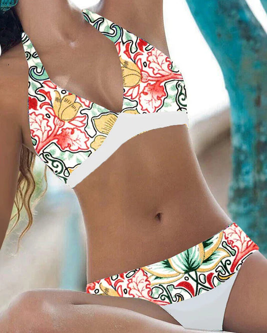 Women's Bikini Set – Stretch Fit – Halterneck – V-cut – Floral Print