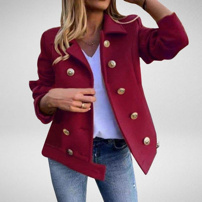Dame Peacoat - Dobbeltspent - Skreddersydd Passform - Bred Jakkeslag - Elegante Knapper