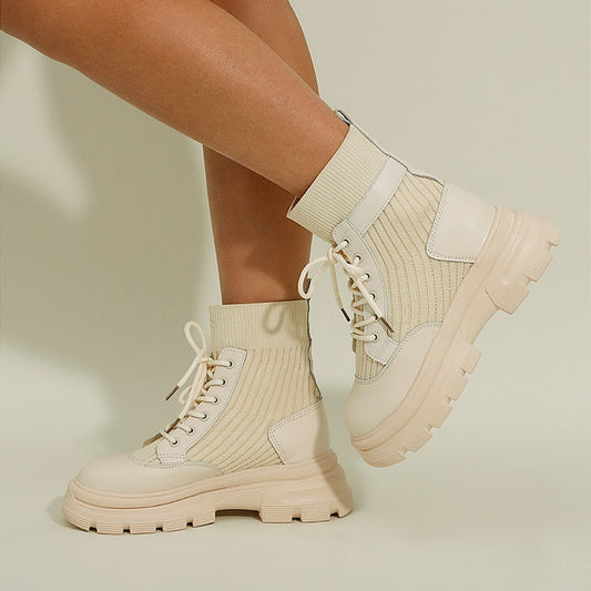 Esther - Stylish leather boots with laces