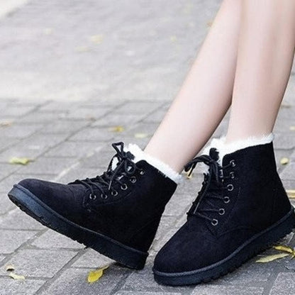 Women's Ankle Boots - Suede Look - Warm Lined - Lacing - Rubber Sole