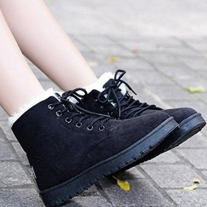 Women's Ankle Boots - Suede Look - Warm Lined - Lacing - Rubber Sole