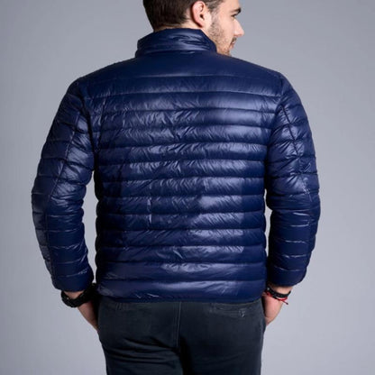 Men's Down Jacket – Padded and Insulated – High Collar – Zipper Closure – Slim Fit