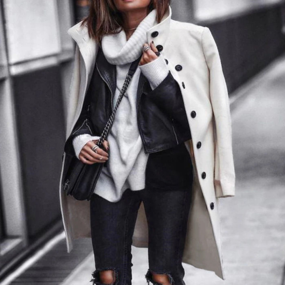 Everly - Stylish long coat with buttons