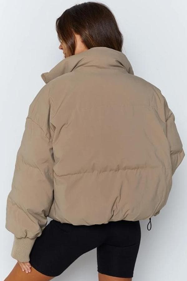 Women's Puffer Jacket - Quilted Design - Oversized Fit - High Collar - Padded and Warm