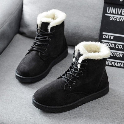Women's Ankle Boots - Suede Look - Warm Lined - Lacing - Rubber Sole