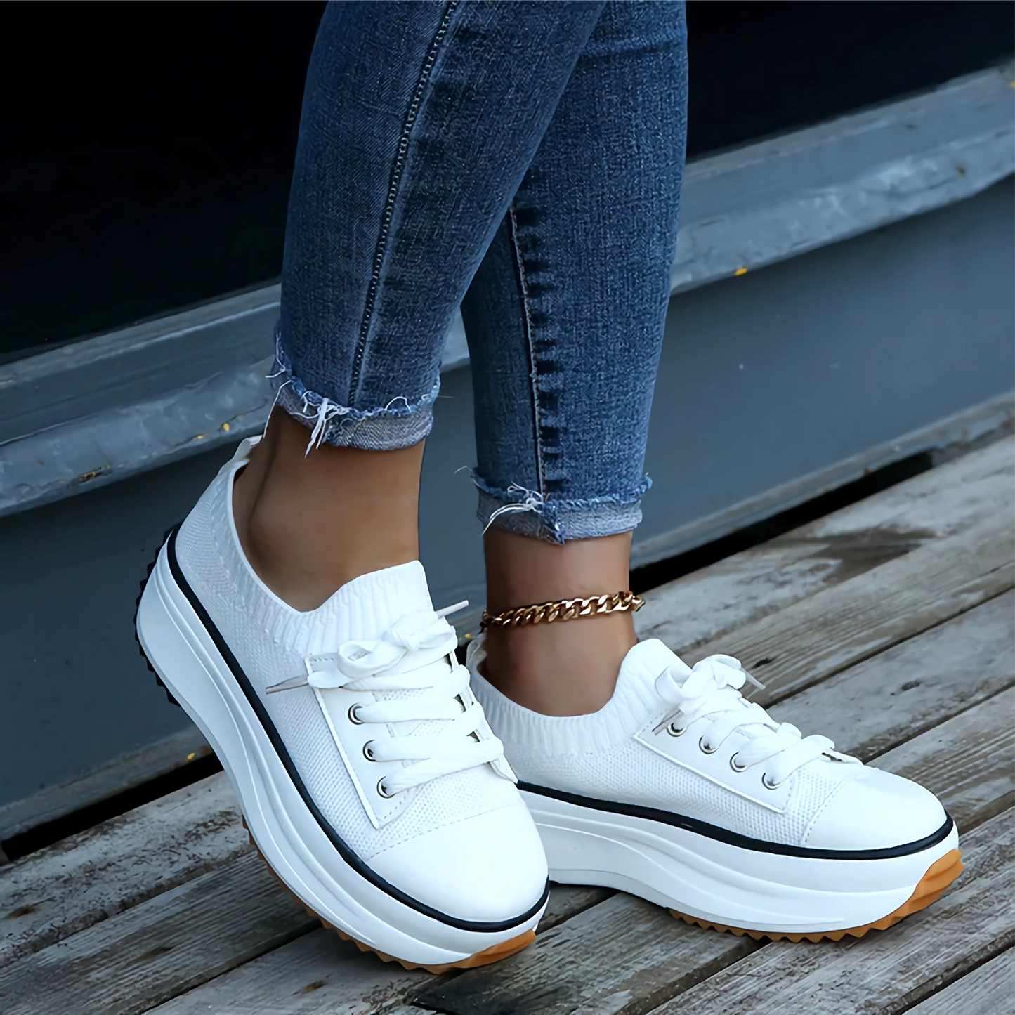 Women's Sneakers – Knitted Upper – Comfortable Fit – Platform Sole with Good Grip