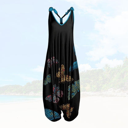 Women's Jumpsuit – Relaxed Fit – Sleeveless – Breathable Fabric – Ankle Length