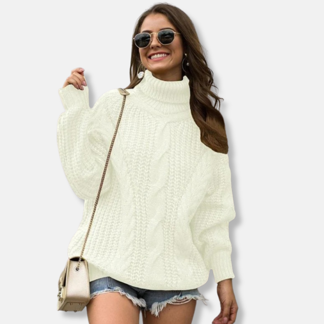 Isabella Oversized Turtleneck Sweater | Cable Knit Sweater