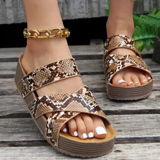 Women's Sandals – Open Toe – Braided Straps – Platform Sole – Soft Comfort