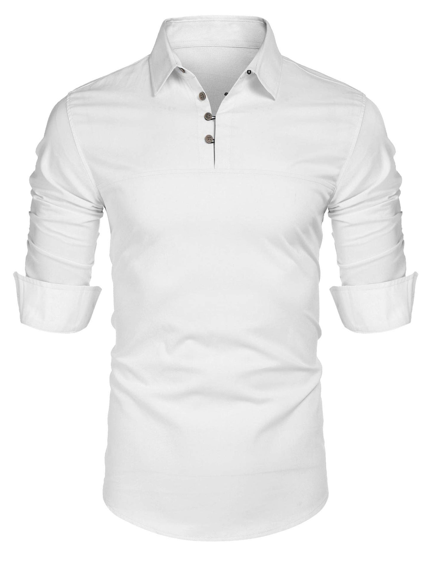 Men's Shirt with Long Sleeves – Slim Fit – Cotton Blend – Stand Collar – Casual Style
