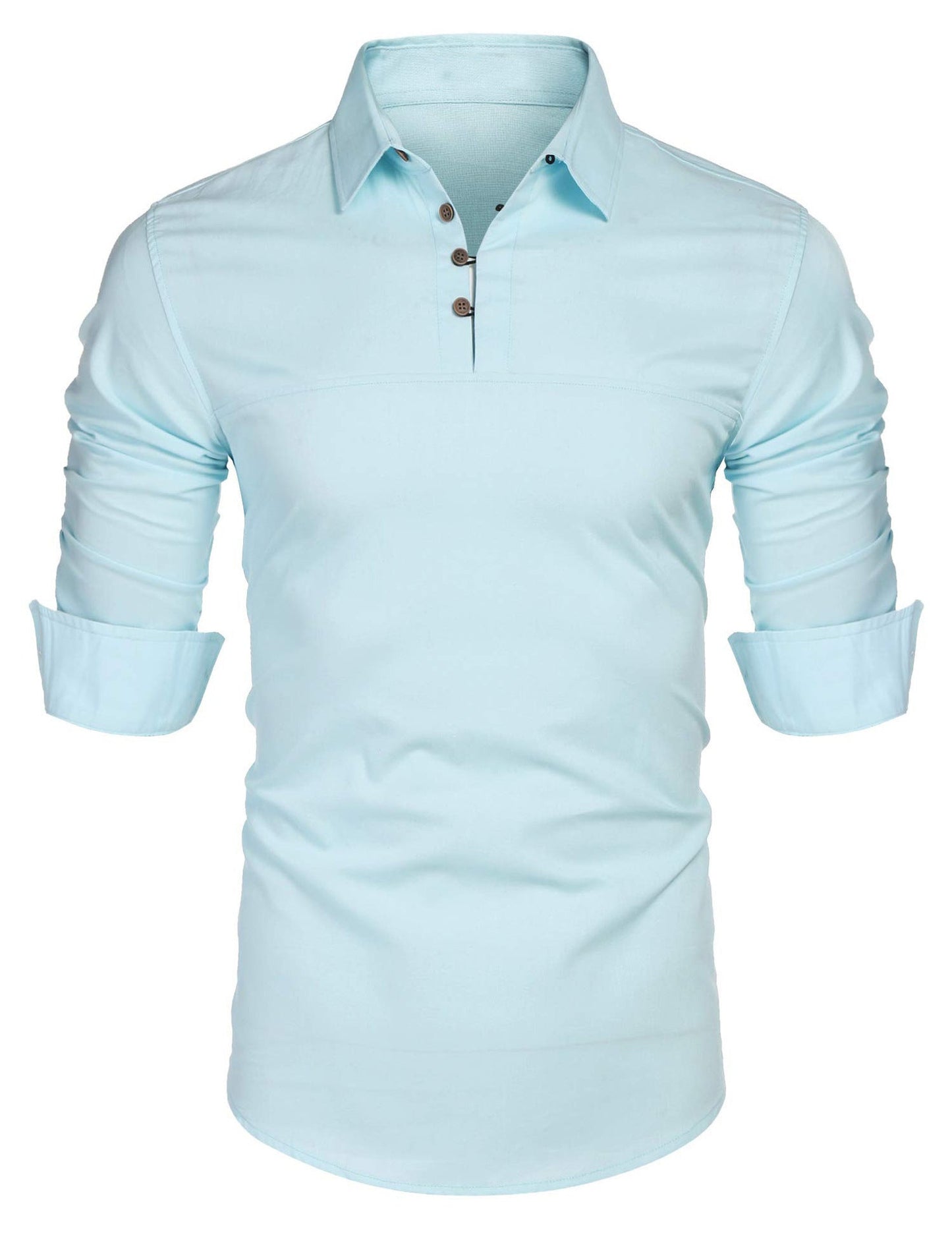 Men's Shirt with Long Sleeves – Slim Fit – Cotton Blend – Stand Collar – Casual Style