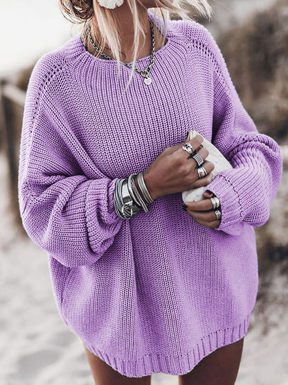 Women's Sweater – Oversized Fit – Open Knit – Long Sleeves – Side Slits