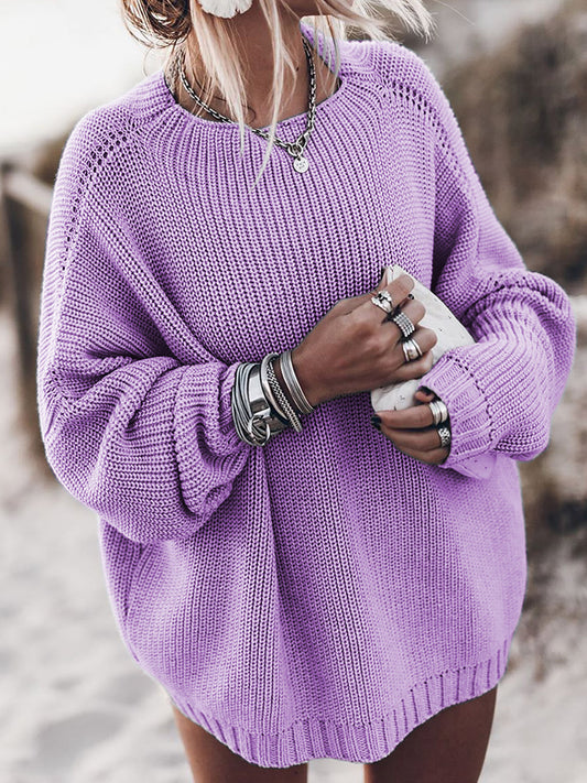 Women's Sweater – Oversized Fit – Open Knit – Long Sleeves – Side Slits