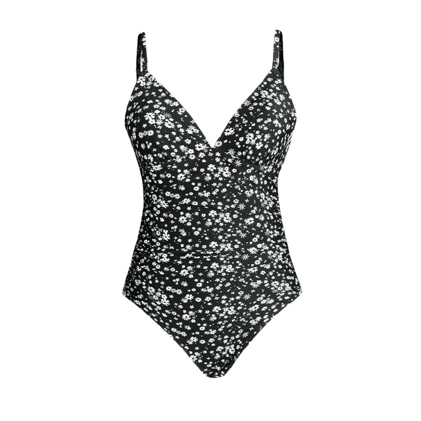 Swimsuit Women – Ribbed Texture – V-Neck – Adjustable Straps – Floral Print
