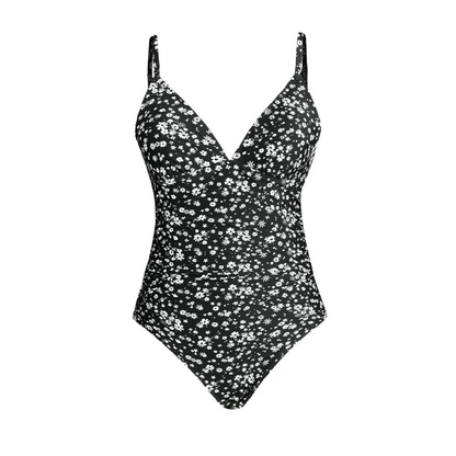 Swimsuit Women – Ribbed Texture – V-Neck – Adjustable Straps – Floral Print