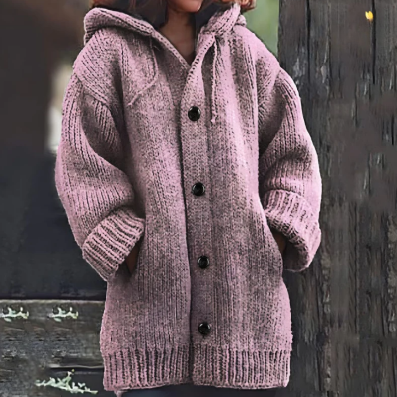 Justerbar hette oversize cardigan med tykt strikket stoff for kvinner