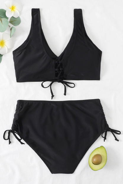 Bikini for Dame - Omslagstopp med Dyp Utringning - Høy Midje - Justerbare Sidestropper