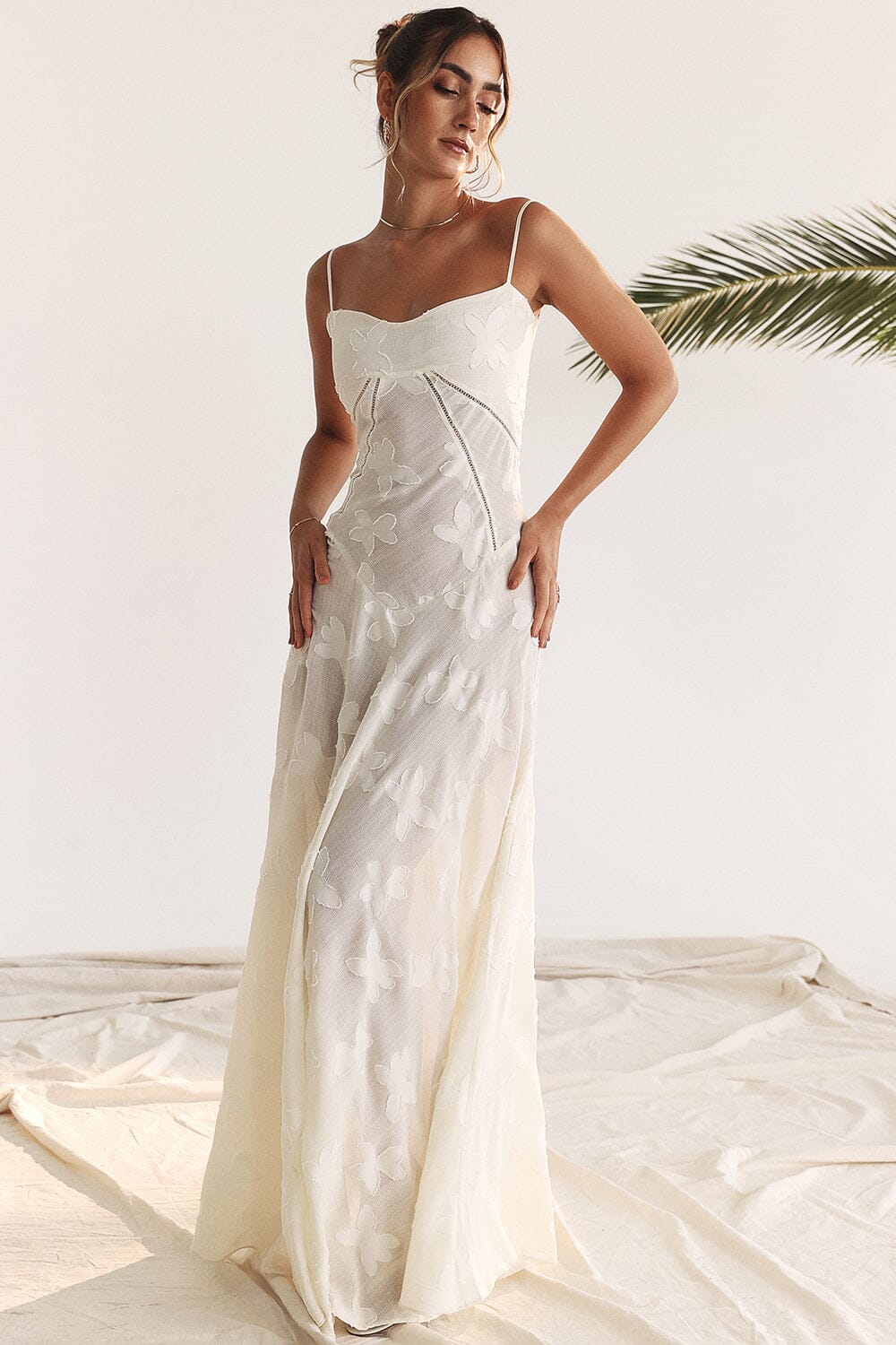 Women's Maxi Dress – Slim Fit – Light Chiffon – Floral Print – Thin Straps