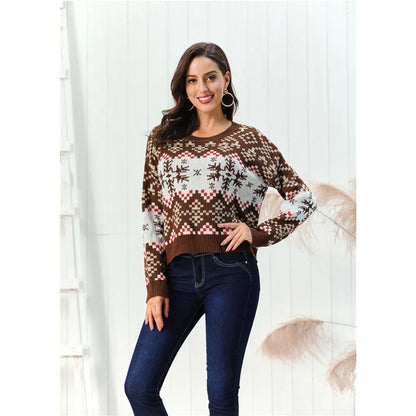 Women's Sweater – Wool Blend – Relaxed Fit – Patterned Design – Ribbed Edge