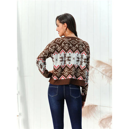 Women's Sweater – Wool Blend – Relaxed Fit – Patterned Design – Ribbed Edge