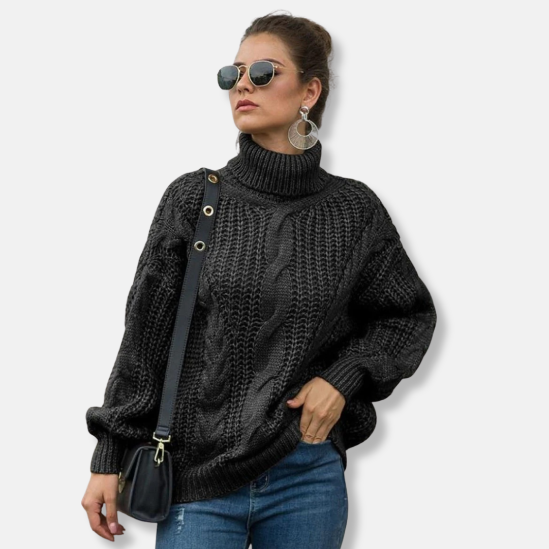 Isabella Oversized Turtleneck Sweater | Cable Knit Sweater