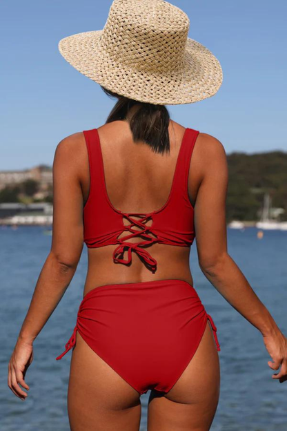 Bikini for Dame - Omslagstopp med Dyp Utringning - Høy Midje - Justerbare Sidestropper