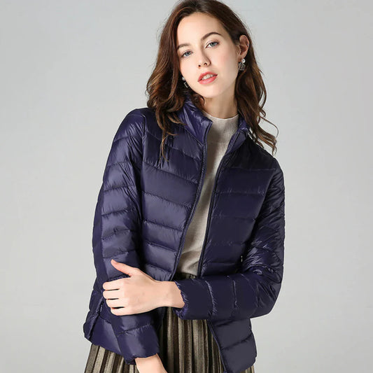 Women's Jacket – Waterproof – Slim Fit – Padded – Hip Length – High Collar