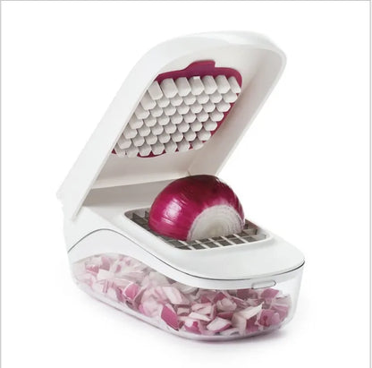 Modern Vegetable Chopper With Interchangeable Blades and Non-Slip Base