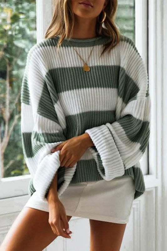 Women's Sweater – Oversized Fit – Knitted Rib Structure – Long Sleeves – Round Neck