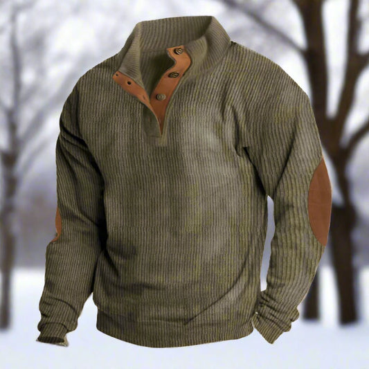 Niccolò Ribbed Mock Neck Sweater | Suede Elbow Patches Sweater
