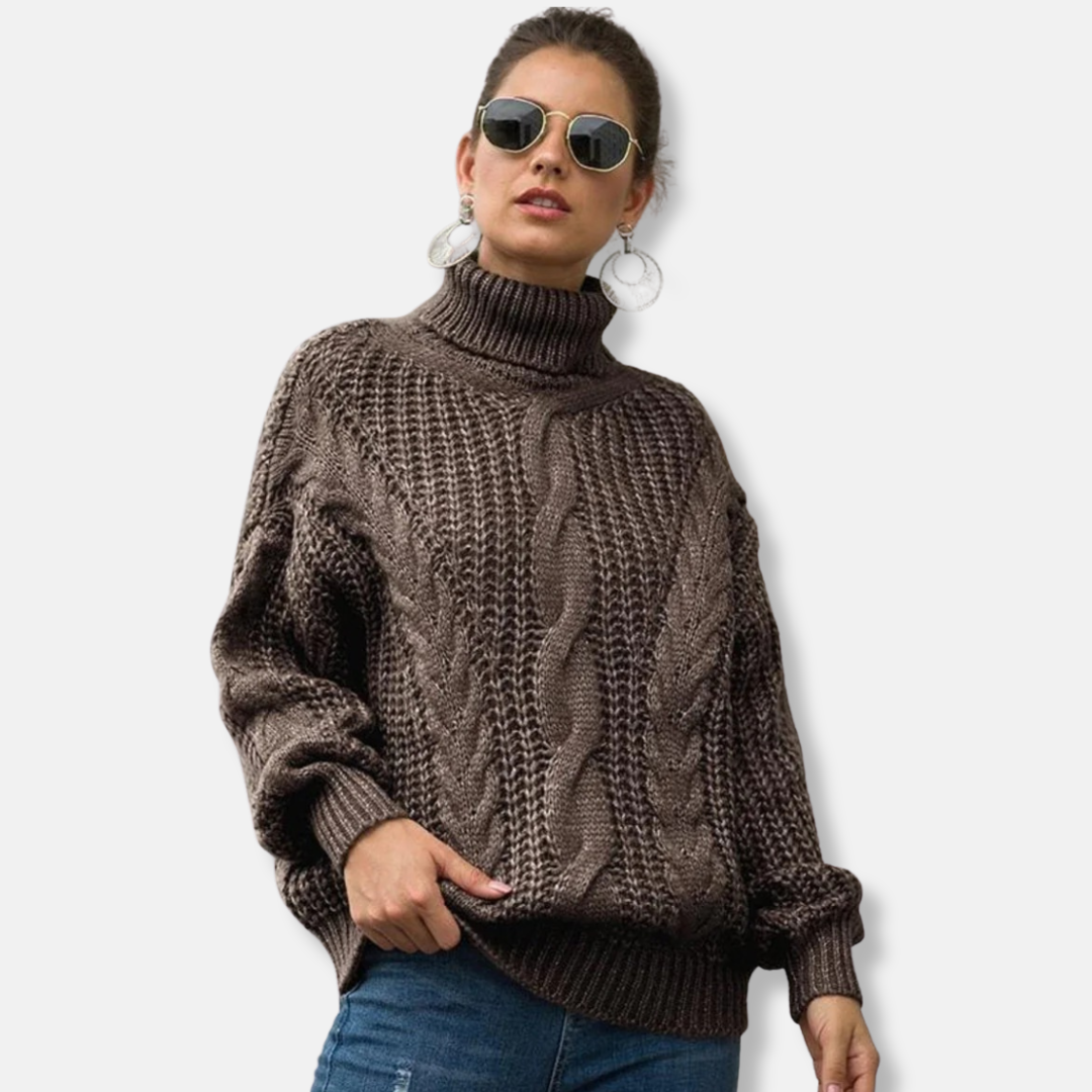 Isabella Oversized Turtleneck Sweater | Cable Knit Sweater
