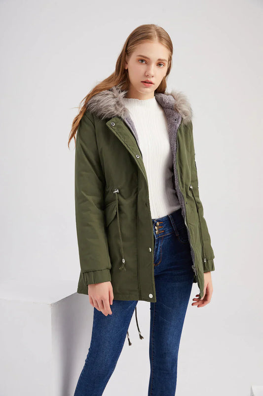 Women's Parka Jacket - Waterproof - Faux Fur Hood - Adjustable Fit - Warm and Stylish