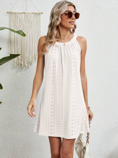 Women's Beach Dress – Strapless – A-line Fit – Eyelet Structure – Breathable Fabric