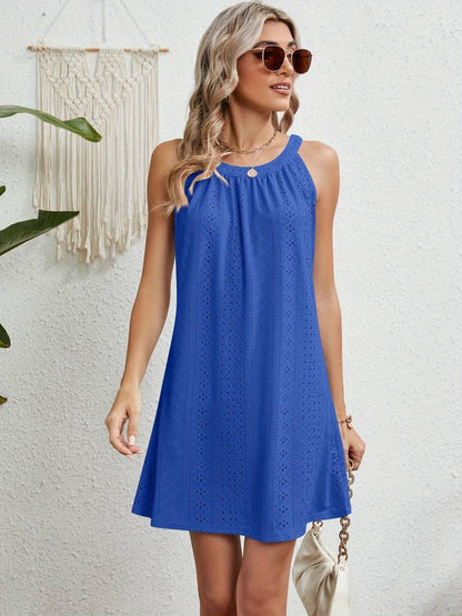 Women's Beach Dress – Strapless – A-line Fit – Eyelet Structure – Breathable Fabric