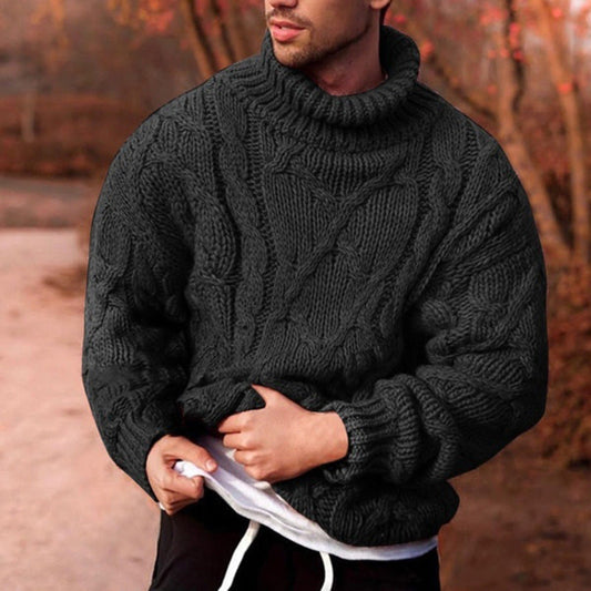 Men's Sweater – High Neck – Wool – Oversized Fit – Cable Knit Design