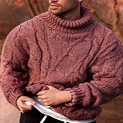 Men's Sweater – High Neck – Wool – Oversized Fit – Cable Knit Design