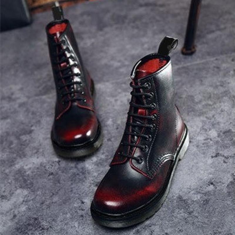 Dame Combat Boots - Skinn - Snøring - Ankelhøy - Robust Gummisåle