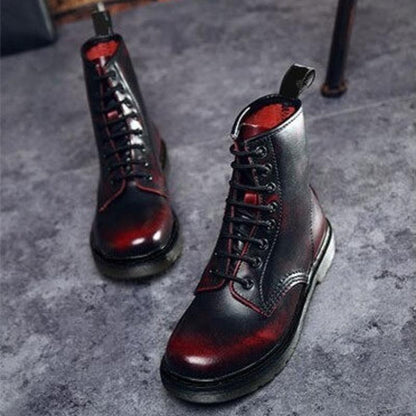 Dame Combat Boots - Skinn - Snøring - Ankelhøy - Robust Gummisåle
