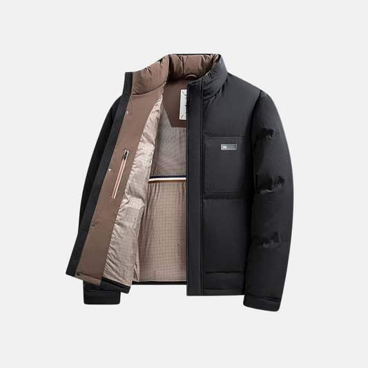 Men’s Jacket - Regular Fit - Hip Length - Stand Collar - Full Zip Closure