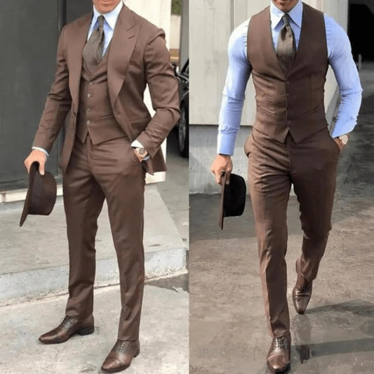 Men's Suit – 3-Piece – Slim Fit – Wool Blend – Classic Formal Style