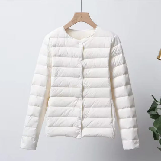 Women's Jacket – Down Quilted – Ultralight – Slim Fit – Button Closure – Hip Length