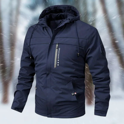 Men's Jacket with Hood – Waterproof – Tailored Fit – Multiple Zipper Pockets