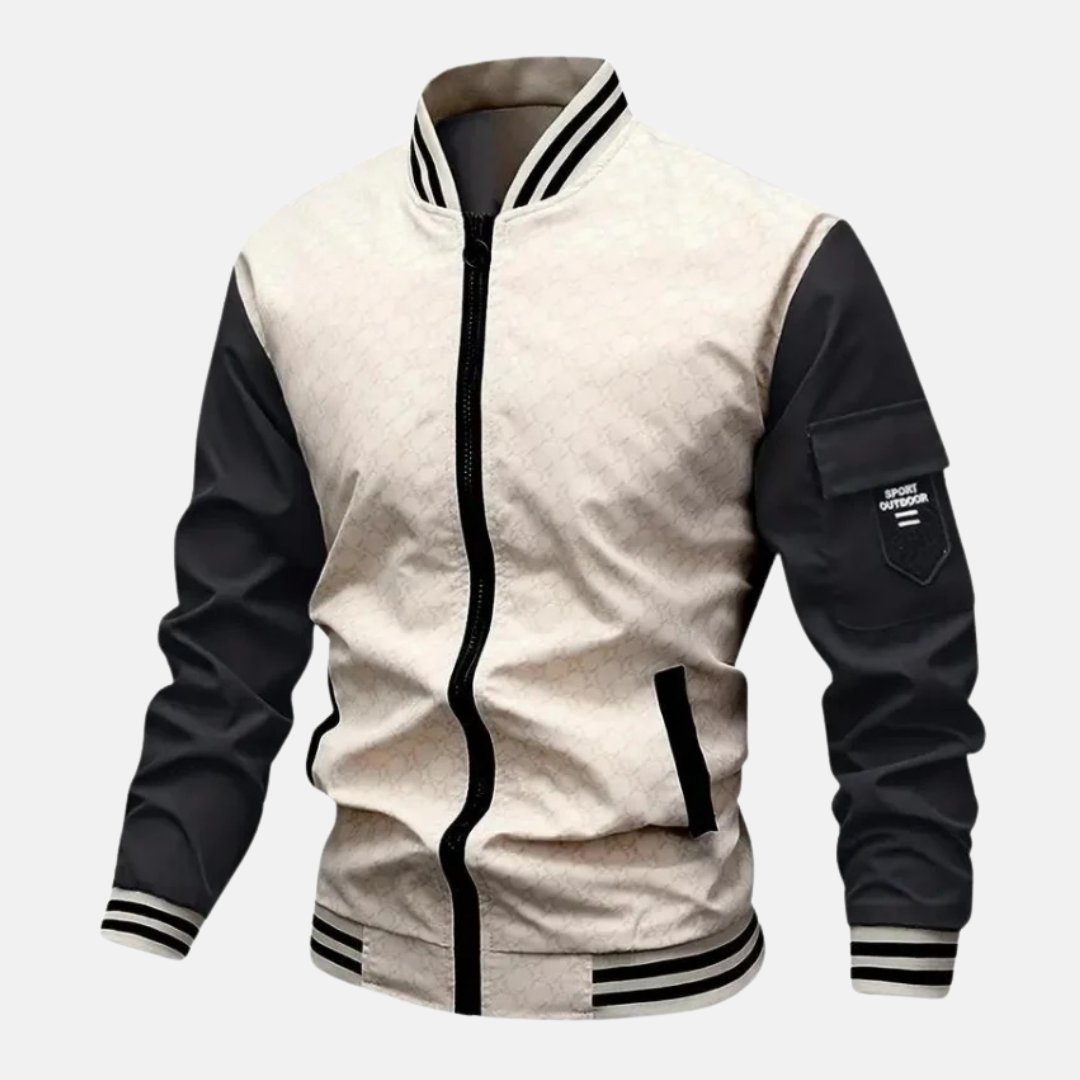 Men's Bomber Jacket – Breathable Blend – Standard Fit – Zipper – Sleeve Pocket