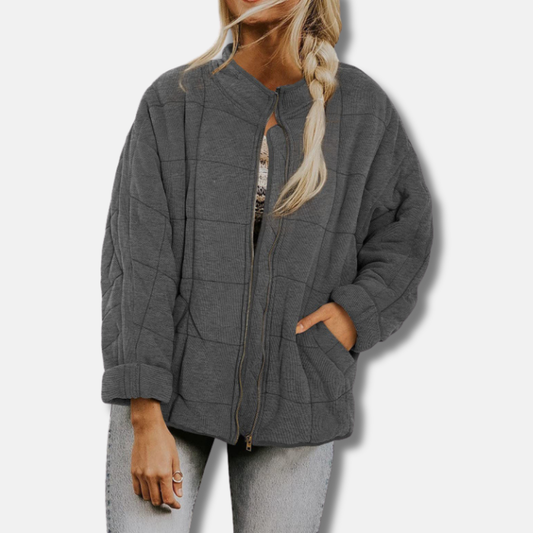 Women's Jacket – Quilted Fabric – Relaxed Fit – High Collar – Breathable Lightweight Garment