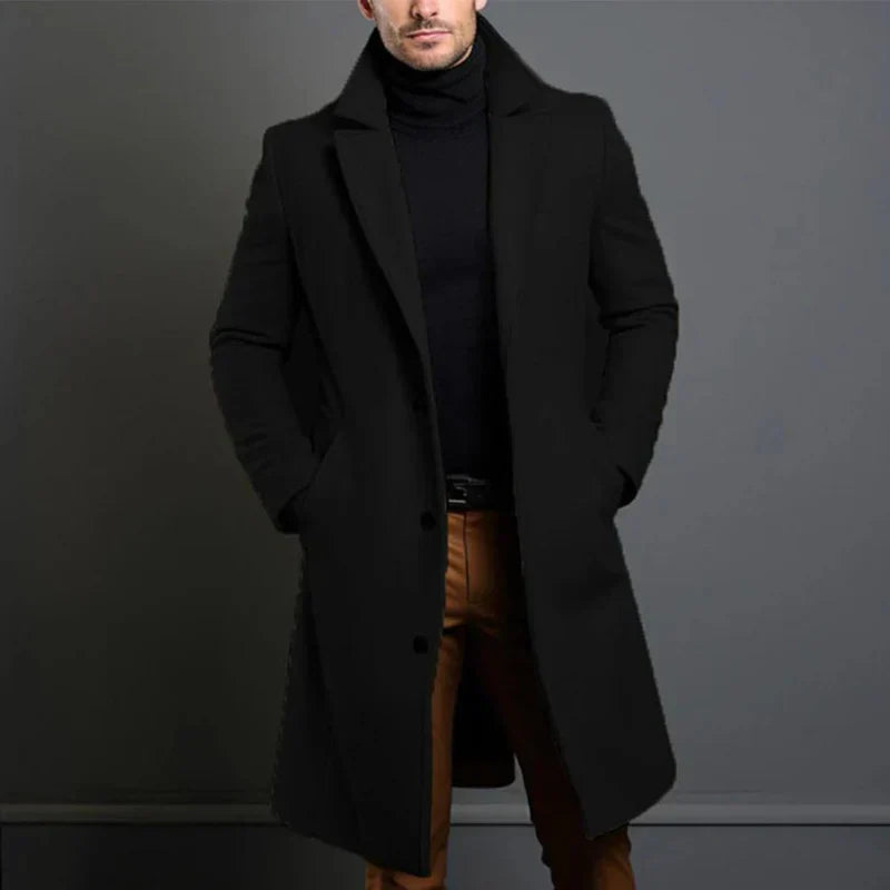 Men's Coat – Tailored Fit – Classic Cut – Knee-Length – Elegant Outerwear