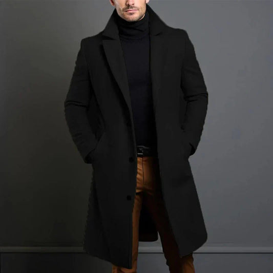 Men's Coat – Tailored Fit – Classic Cut – Knee-Length – Elegant Outerwear