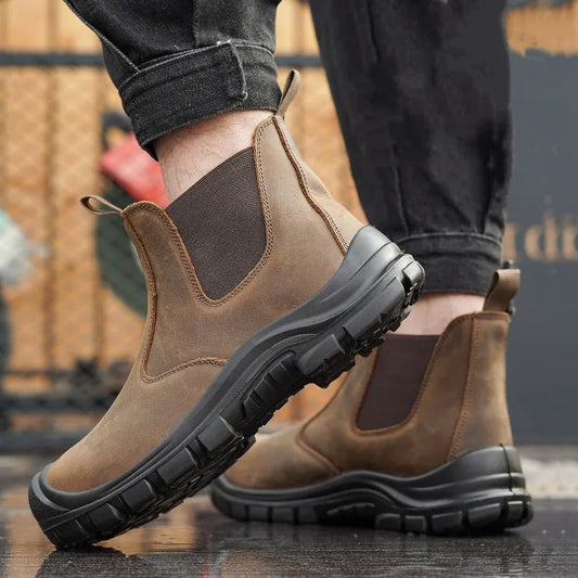 Herre Chelsea-boots - Skinn - Elastiske Paneler - Slitesterk Såle med Godt grep