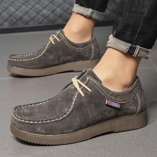 Herresko - Semsket Skinn - Slitesterk Gummisåle - Komfortabel Snøring - Casual Look