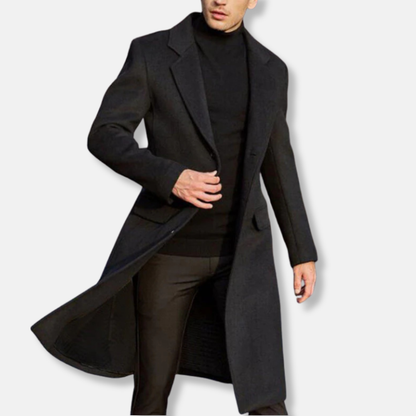 Men's Coat – Wool Blend – Tailored Fit – Buttoned – Classic Formal Style